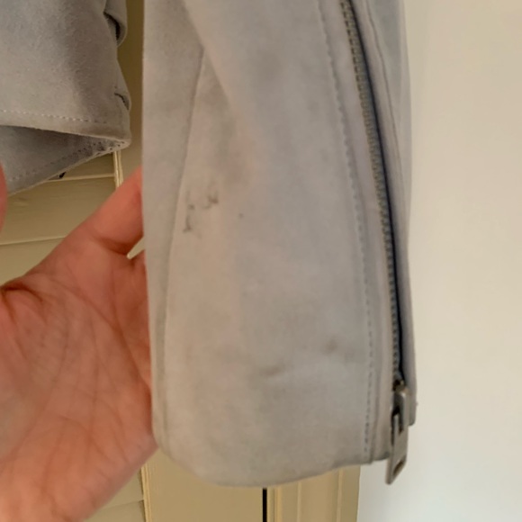 All Saints Suede Balfern Biker Jacket in Luna Blue - Picture 13 of 14